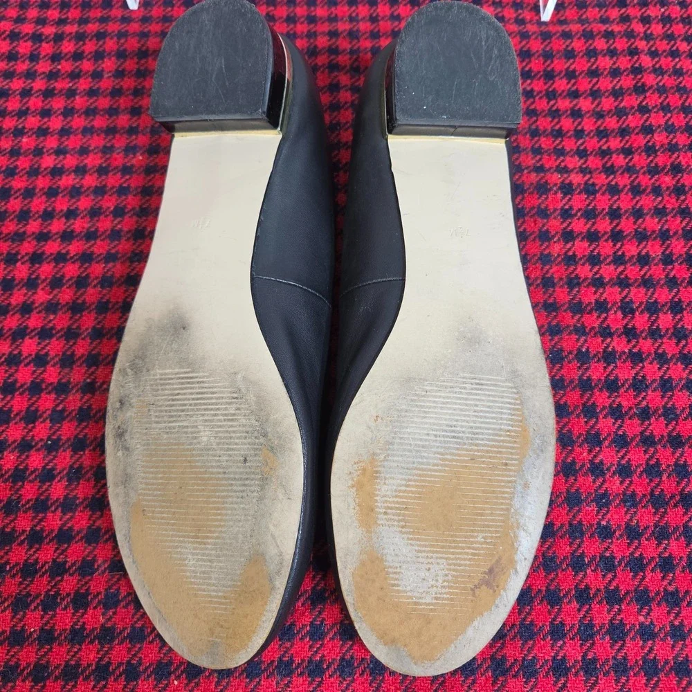 Talbots Black Leather Ballet Flats Women's Size 7.5M